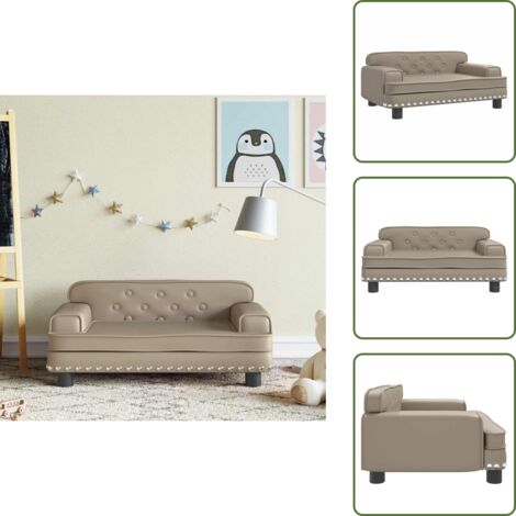 The Living Store Divano per Bambini Cappuccino 70x45x30 cm in Similpelle - Divano per bambini cappuccino