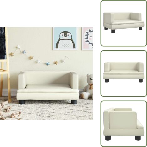The Living Store Divano per Bambini Crema 60x40x30 cm in Similpelle - Divano bambino
