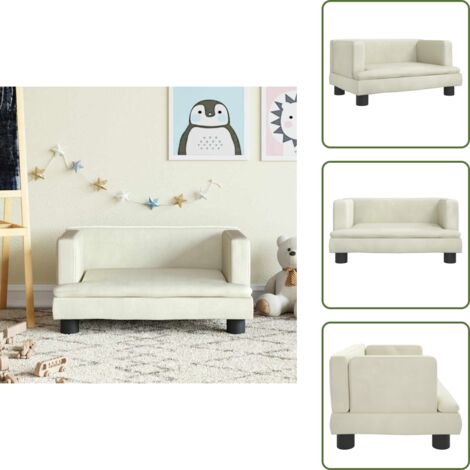 The Living Store Divano per Bambini Crema 60x40x30 cm in Velluto - Divano per bambini in velluto