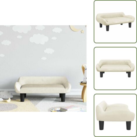 The Living Store Divano per Bambini Crema 70x40x24 cm in Velluto - Divano per bambini in velluto