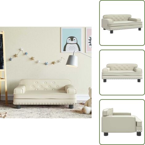 The Living Store Divano per Bambini Crema 70x45x30 cm in Similpelle - Divano per bambini in similpelle