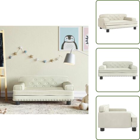 The Living Store Divano per Bambini Crema 70x45x30 cm in Velluto - Divano per bambini in velluto