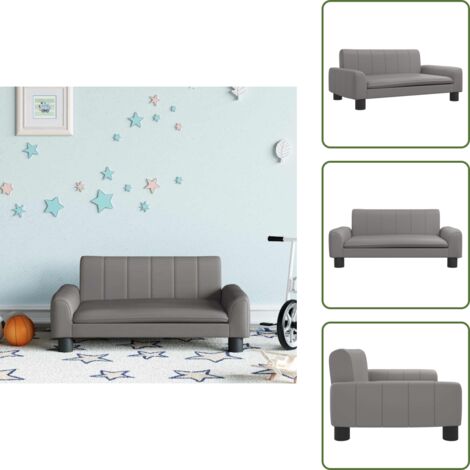 The Living Store Divano per Bambini Grigio 70x45x30 cm in Similpelle - Divano per bambini grigio