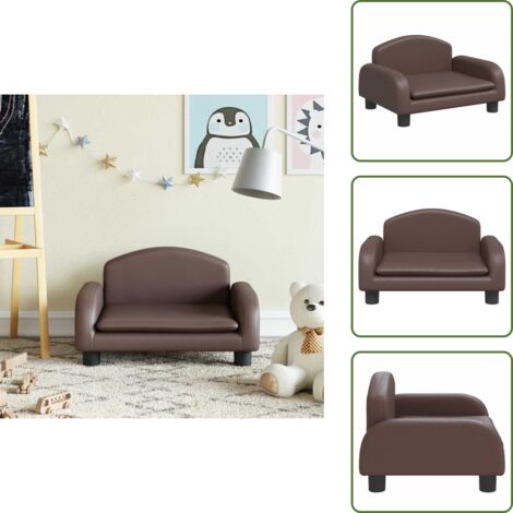 The Living Store Divano per Bambini Marrone 50x40x30 cm in Similpelle - Divano per bambini marrone