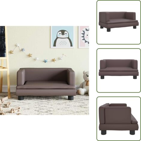 The Living Store Divano per Bambini Marrone 60x40x30 cm in Similpelle - Divano per bambini marrone