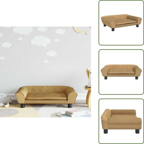 The Living Store Divano per Bambini Marrone 70x45x26 cm in Velluto - Divano per bambini marrone