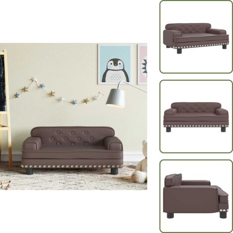 The Living Store Divano per Bambini Marrone 70x45x30 cm in Similpelle - Divano per bambini marrone