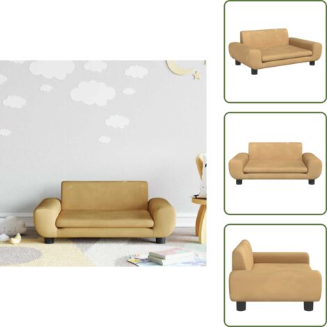The Living Store Divano per Bambini Marrone 70x45x33 cm in Velluto - Divano per bambini marrone