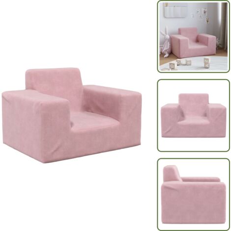 The Living Store Divano per Bambini Rosa in Morbido Peluche - Divano rosa