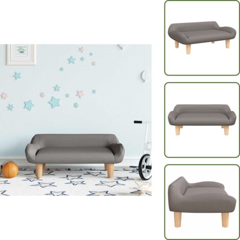 The Living Store Divano per Bambini Tortora 70x40x24 cm in Tessuto - Divano per bambini tortora