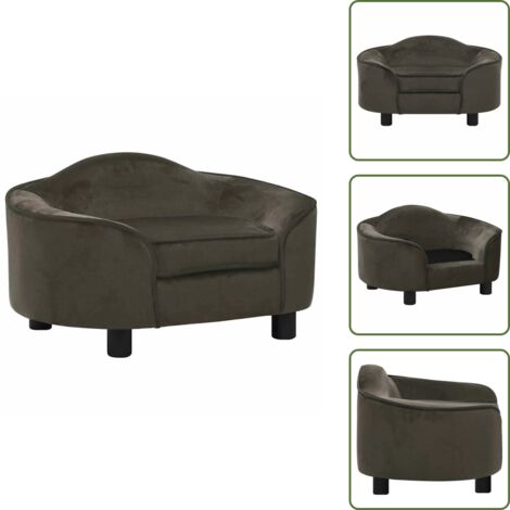 The Living Store Divano per Cani Grigio Scuro 67x47x36 cm in Peluche - Divano per animali domestici