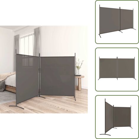 The Living Store Divisorio a 2 Pannelli Antracite 348x180 cm Tessuto - Divisore a 2 pannelli