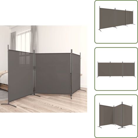The Living Store Divisorio a 3 Pannelli Antracite 525x180 cm in Tessuto - Divisore a 3 pannelli