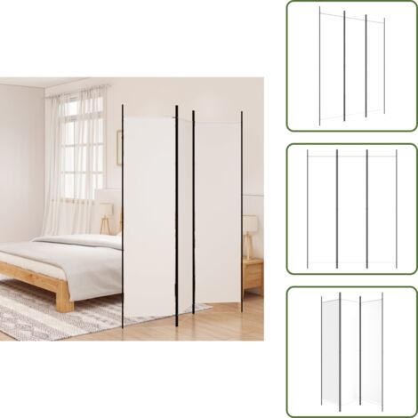 The Living Store Divisorio a 3 Pannelli bianco 150x200 cm in Tessuto - Divisore a 3 pannelli