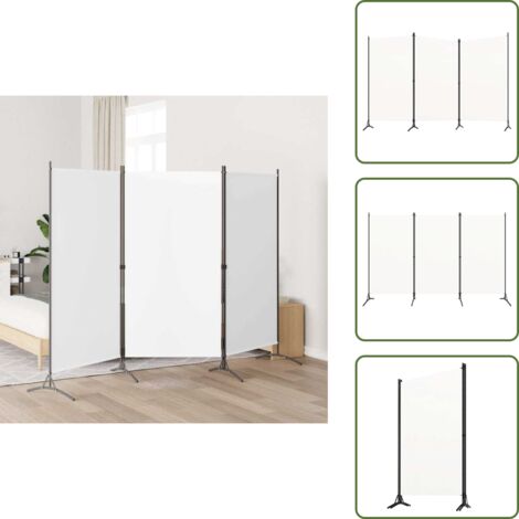 The Living Store Divisorio a 3 Pannelli Bianco 260x180 cm in Tessuto - Divisore per spazi aperti