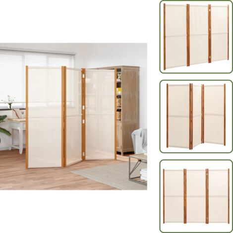 The Living Store Divisorio a 3 Pannelli Bianco Crema 210x180 cm - Separé