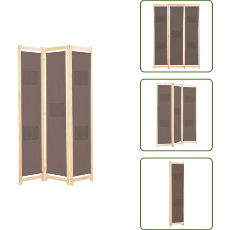 The Living Store Divisorio a 3 Pannelli Marrone 120x170x4 cm in Tessuto - Divisore in tessuto