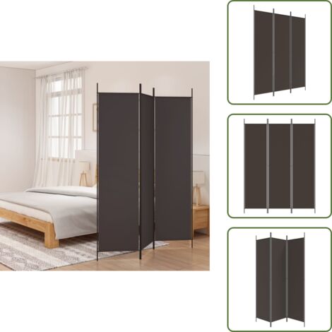 The Living Store Divisorio a 3 Pannelli Marrone 150x200 cm in Tessuto - Divisore a 3 pannelli