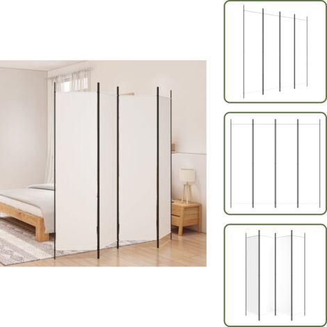 The Living Store Divisorio a 4 Pannelli Bianco 200x200 cm Tessuto - Divisore a 4 pannelli