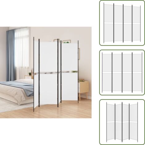 The Living Store Divisorio a 4 Pannelli Bianco 200x200 cm Tessuto - Divisore a 4 pannelli