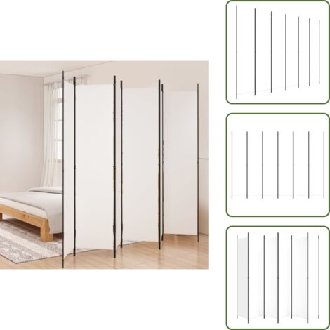 The Living Store Divisorio a 4 Pannelli Bianco 300x220 cm Tessuto - Divisore a 4 pannelli