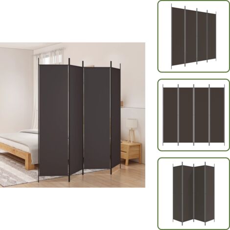The Living Store Divisorio a 4 Pannelli Marrone 200x200 cm in Tessuto - Divisore a 4 pannelli
