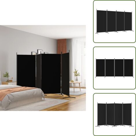 The Living Store Divisorio a 4 Pannelli Nero 346x180 cm in Tessuto - Divisore a 4 pannelli