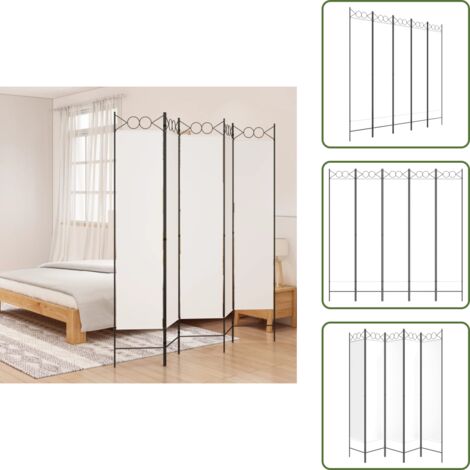 The Living Store Divisorio a 5 Pannelli Bianco 200x200 cm Tessuto - Divisore a 5 pannelli
