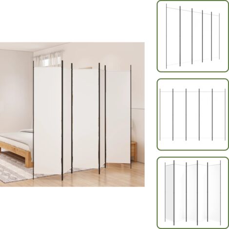 The Living Store Divisorio a 5 Pannelli Bianco 250x200 cm Tessuto - Divisore a 5 pannelli