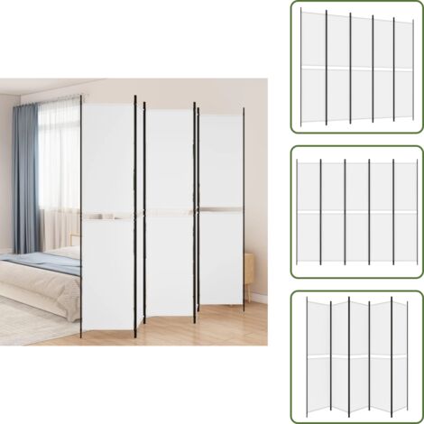 The Living Store Divisorio a 5 Pannelli Bianco 250x220 cm Tessuto - Divisore a 5 pannelli