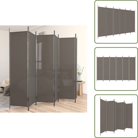 The Living Store Divisorio a 6 Pannelli Antracite 300x220 cm Tessuto - Divisore a 6 pannelli