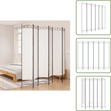 The Living Store Divisorio a 6 Pannelli Bianco 240x200 cm Tessuto - Divisore a 6 pannelli