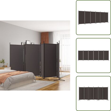 The Living Store Divisorio a 6 Pannelli Marrone 520x180 cm in Tessuto - Divisore a 6 pannelli