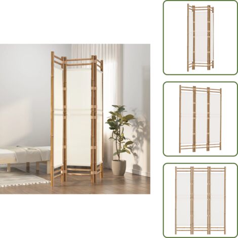 The Living Store Divisorio Ambienti 3 Pannelli Pieghevole 120 cm Bambù e Tela - Divisore in bambù