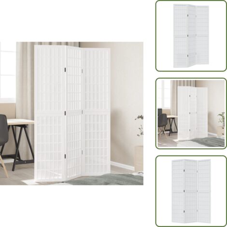 The Living Store Divisorio Ambienti 3Pannelli Bianco Legno Massello di Paulownia - Divisore in legno
