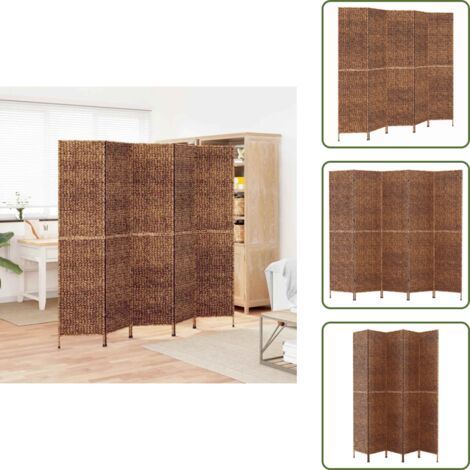 The Living Store Divisorio Ambienti 5Pannelli Marrone 205x180cm Giacinto d'Acqua - Divisore in giacinto d'acqua
