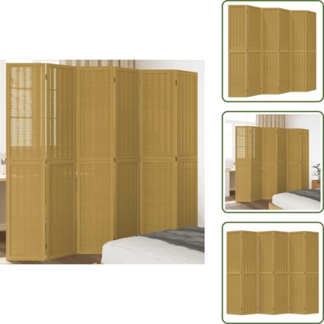 The Living Store Divisorio Ambienti 6 Pannelli Marrone Legno Massello Paulownia - Divisore in legno