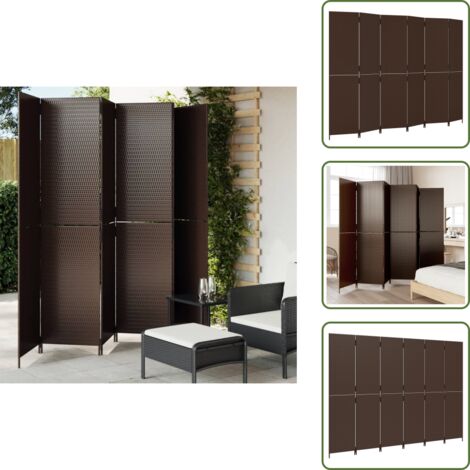 The Living Store Divisorio per Ambienti a 6 Pannelli Marrone in Polyrattan - Divisore in polyrattan