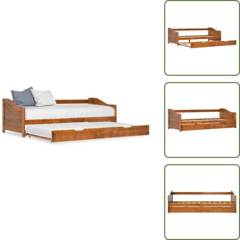 The Living Store Dormeuse Estraibile senza Materasso Marrone Ambrato 90x200 cm - Divano letto