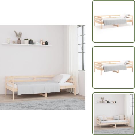 The Living Store Dormeuse senza Materasso 80x200 cm in Legno Massello di Pino - Divano letto