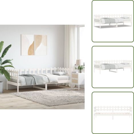 The Living Store Dormeuse senza Materasso Bianca 80x200 cm Legno Massello Pino - Divano letto