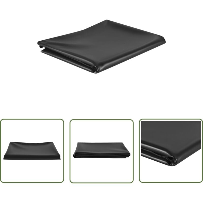 Doublure d'étang Noir 4x8 m pvc 0,5 mm - Doublure D'étang - Liner D'étang - Revêtement D'étang - Bâche D'étang - Bâche Plastique - The Living Store