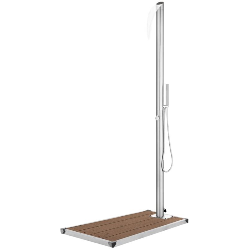 The Living Store - Douche de jardin avec base marron 225 cm Acier inoxydable