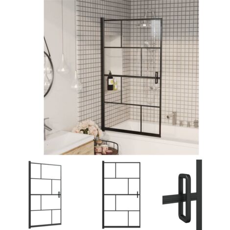 The Living Store Duschkabine ESG 80x140 cm Schwarz - Duschkabinen & -türen