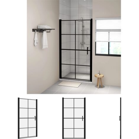 The Living Store Duschtür Hartglas 100x178 cm Schwarz -  Duschkabinen & -türen
