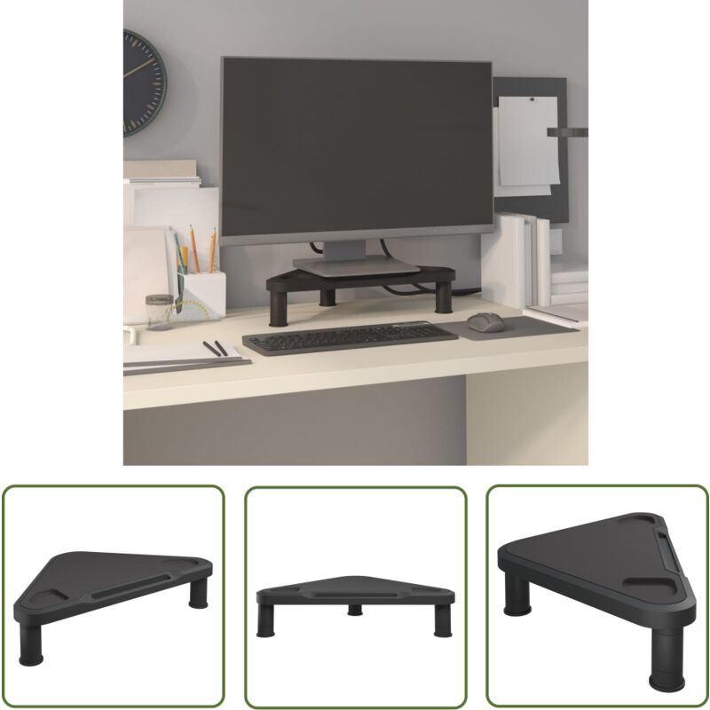 The Living Store - Eck-monitorständer Schwarz 49x28x10, 5 Cm - Monitorständer - Eckschreibtisch - Pc Zubehör - Ergonomie - Bildschirmhalterung