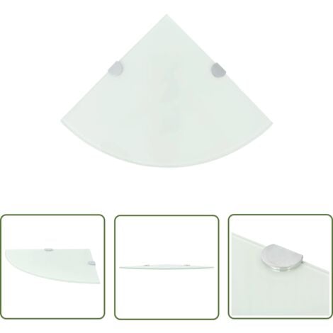 JINLEFU The Living Store Eckregal mit verchromten Halterungen Glas Weiß 35 x 35 cm - Wandregale