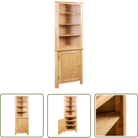 The Living Store Eckschrank 59x36x180 cm Massivholz Eiche - Eckregal - Holzschrank - Echtschrank - Regal Braun - Wohnraumorganisation