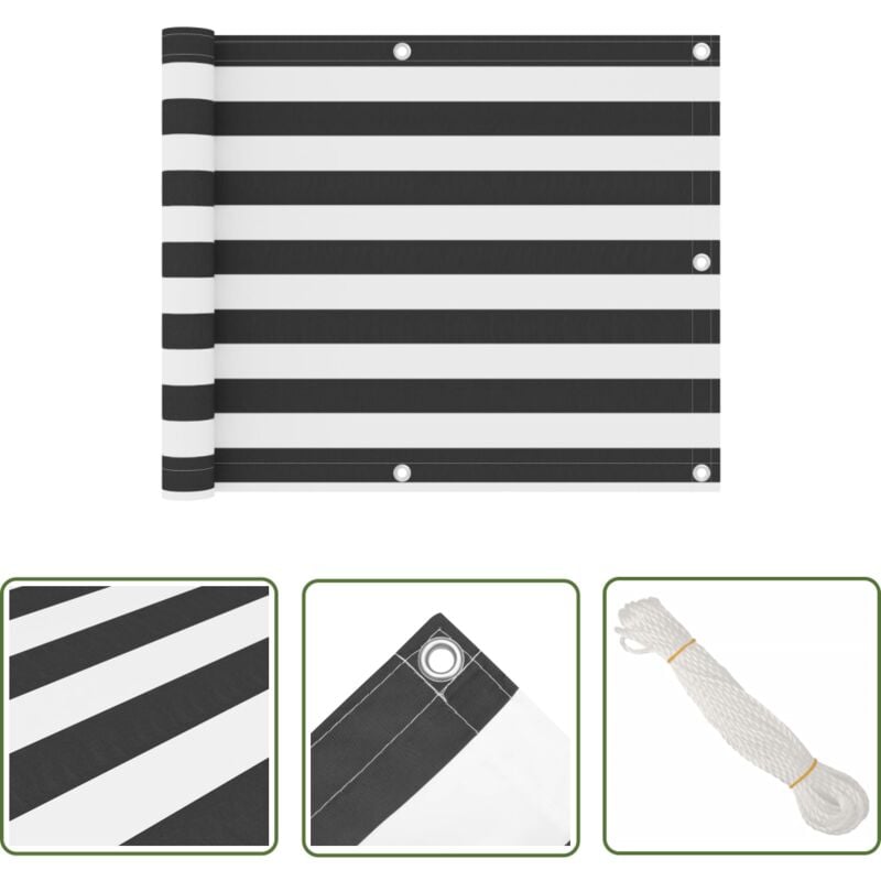 The Living Store - cran de balcon Anthracite et blanc 75x600 cm Tissu Oxford - Écran De Balcon - Intimité Balcon - Parasol Balcon - Protection