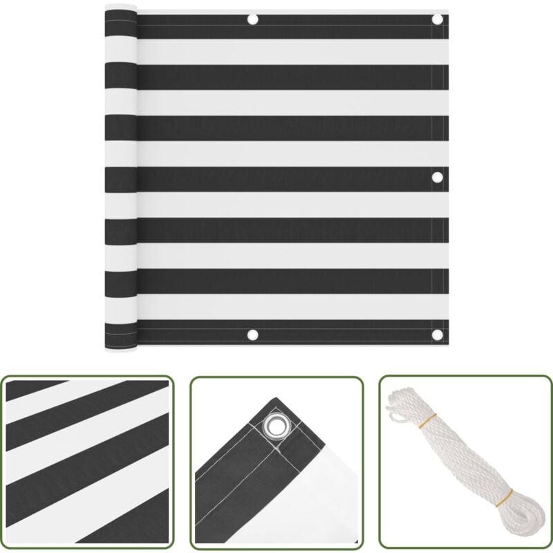The Living Store - cran de balcon Anthracite et blanc 90x300 cm Tissu Oxford - Écran De Balcon - Paravent De Balcon - Intimité Balcon - Protection